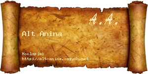 Alt Anina névjegykártya